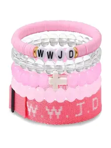 Wwjd Bracelet Set, Christian Cross Stretchy Rosary Bracelets, Multi-Layer Beaded Jewelry Gift, Inspirational Faith Accessories for Women Girls, Stretch Multilayered Bangles