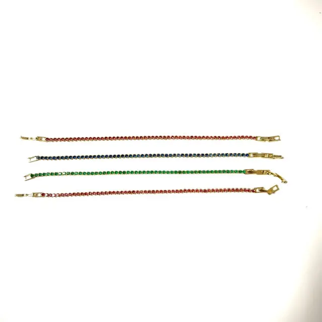 Mini Tennis Bracelet – Gold Filled | Ruby or Turquoise (3mm) Mini Tennis Bracelet – Gold Filled | Ruby or Turquoise (3mm)