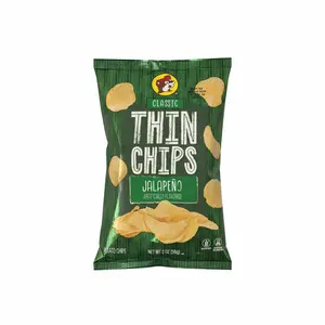 Buc-ee's Classic Thin Chips Jalapeno 8 oz Spicy Jalapeño Flavor Thin-Cut Crispy Potato Chips in Bright Green Resealable Bag Bold Flavor for Any Occasion - Crunchy, Snack
