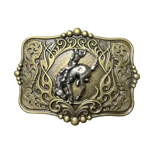 Western Bucking Horse Belt Buckle – Antique Bronze & Silver Finish | Fits 1.5” Belts