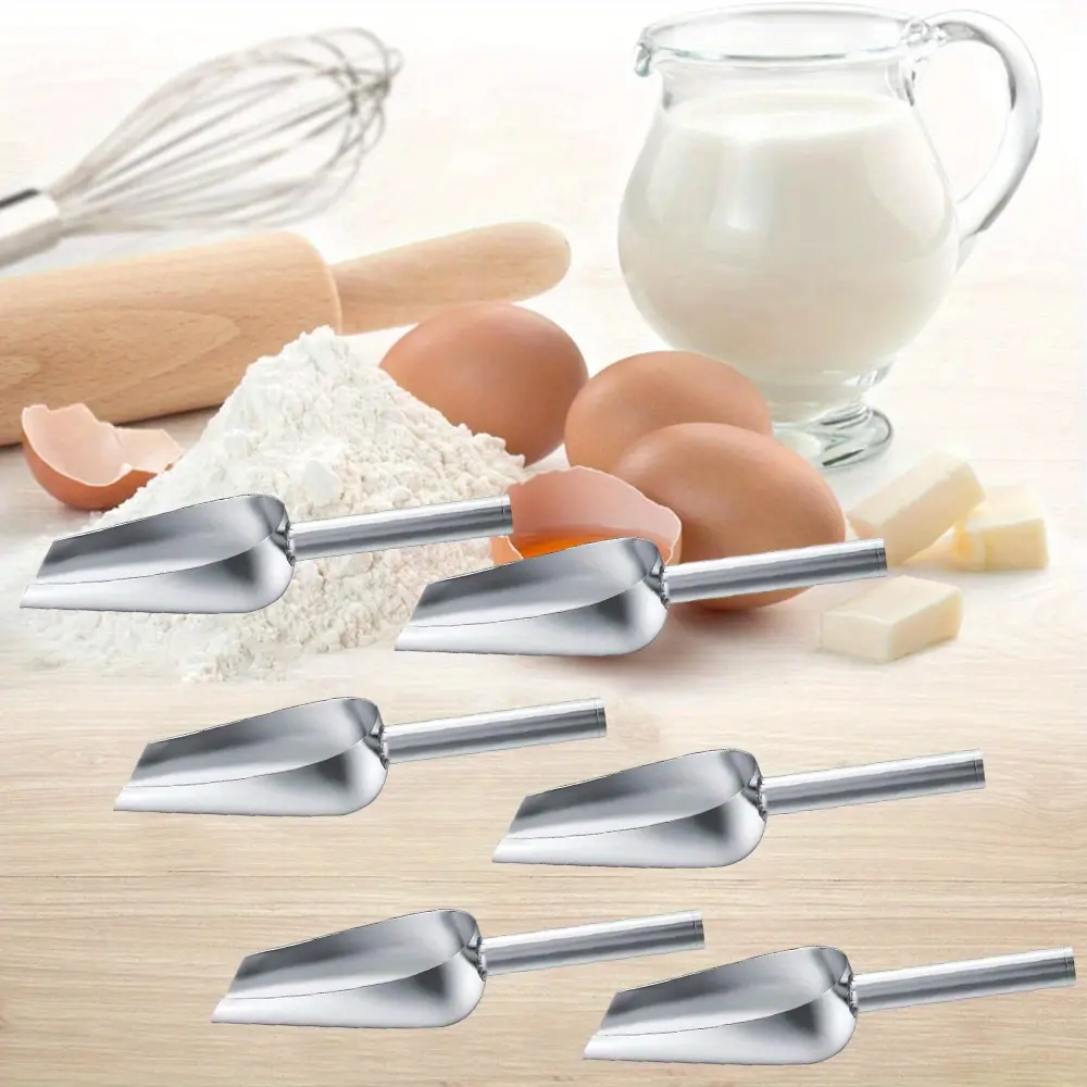 6 Pack 6 Ounce Small Stainless Steel Ice Scoop Metal Mini Candy Little Sugar Cream Scoop for Home Kitchen Food Jars Coffee Beans Bar Buffet