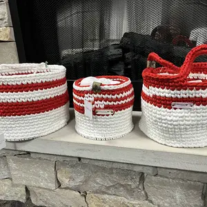 BATELO T-Shirt Yarn 2 Pack 400g/144yds Thick High Elastic Polyester for Beginner Crochet Projects Bags Baskets Coasters DIY Scarlet Fashion Thread Mandala Gnome Yarn Pack with Pattern Cards crochet supply, Craft Yarn