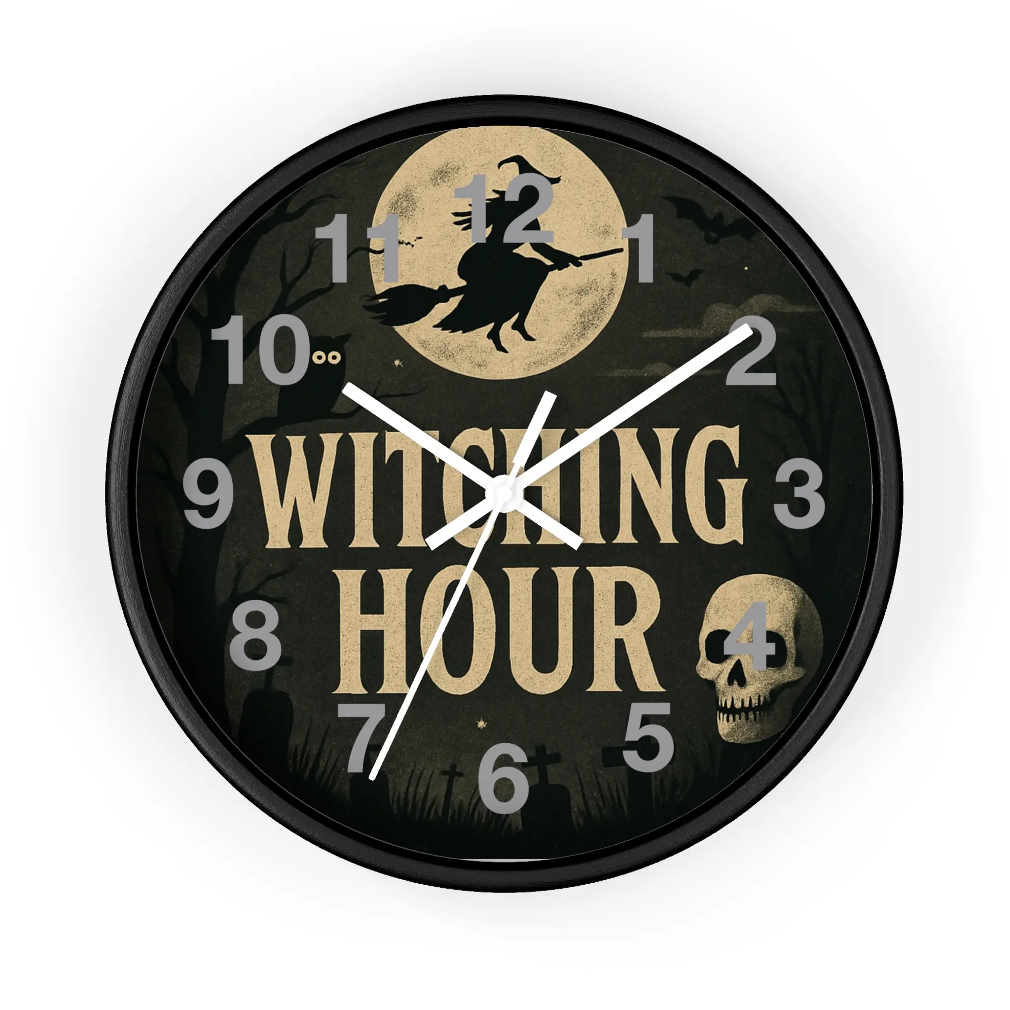 Witching Hour Wall Clock, Spooky Decor, Halloween Clock, Gift for Witch Lovers, Unique Home Accent