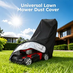 Durable waterproof lawn mower cover — UV-resistant 280D Oxford cloth with secure drawstring and storage pocket; suitable for outdoor use; black; all-season cover; versatile garden cover; durable Oxford fabric; lawn mower accessories