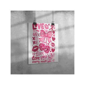 Love You Cherry Much Valentine's Poster Gloss Matte 210 gsm Paper Artistic Wall Decor Room Ornaments Gift Ideas