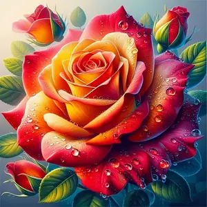 5D Diamond Painting Kit with No Frame, Featuring a Red Rose Design, Complete with All Diamonds And Crystal Embroidery Craft Supplies for Home Wall Decoration Gifts