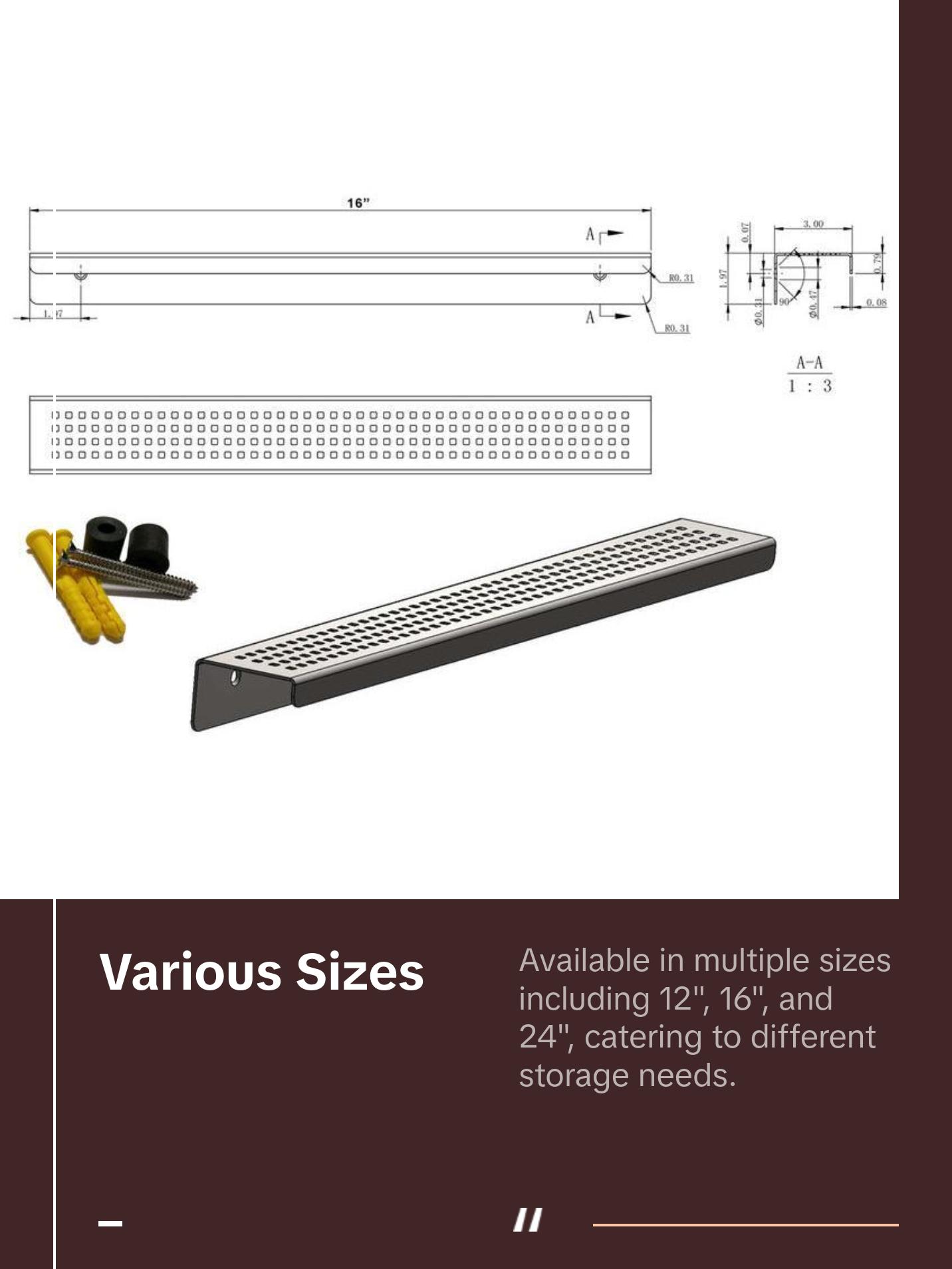 12 Inch Matte White Stainless Steel Wall-Mounted Shower Shelf