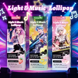 Colorful Light Music Lollipop | Music + Light Dual Modes | Bone Conduction Technology | Halal Certified | Sugar Free | Strawberry / Peach / Lemon 3 Fruit Flavors | Strawberry / Clown / Shell 3 Shapes | Glowing Lollipop #SummerVibes