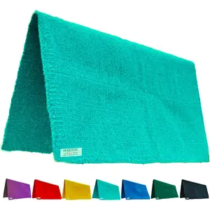 Majestic Ally Solid Color 34"x 36" Traditional Acrylic Saddle Blanket with Hemline Edges-3.7 lbs (Turquoise)