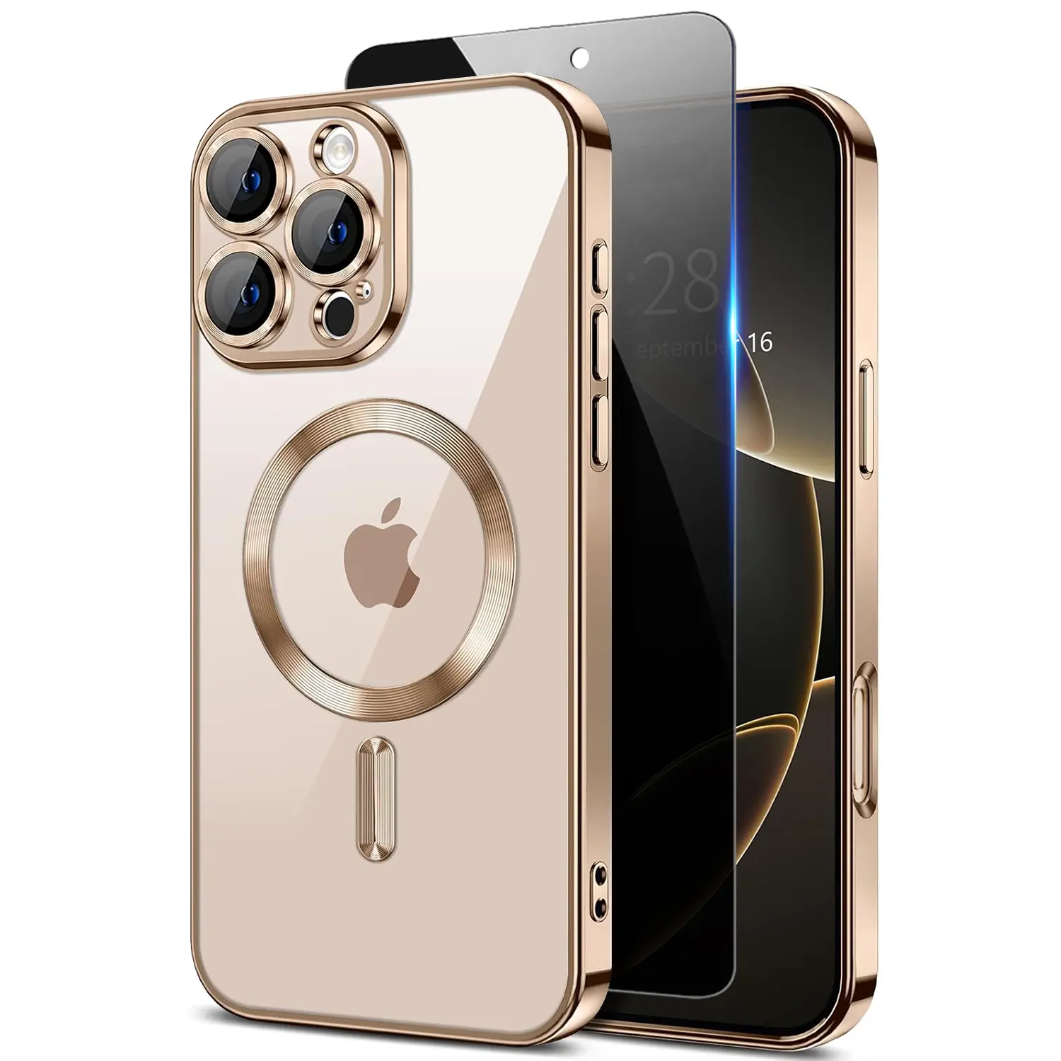 Magnetic for iPhone 16 Pro Case with Privacy Screen Protector & Full Camera Cover Compatible with MagSafe Shockproof Slim Clear Back Phone Case for iPhone 16 Pro Glossy Cover