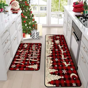 Christmas Kitchen Mat, Merry Christmas Design, Vintage American Creative Home Decor Rug, Soft Comfortable Velvet Floor Pad