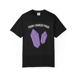 Moon-Charged Magic crystals T-shirt | Purple crystal Graphic occult tee