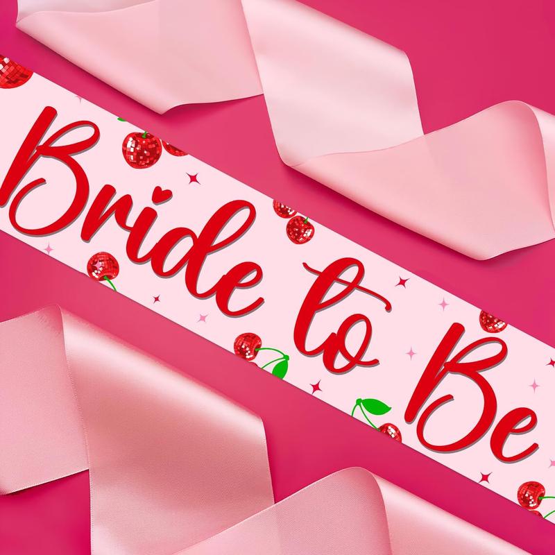 1Set Cherry Disco Ball Party Decoration Cherry Bride to Be Sash Cherry Bachelorette Decorations Cherry and Dsico Ball for Girls Sweet Cherry Berry Fruit Bridal Shower Party Supplies