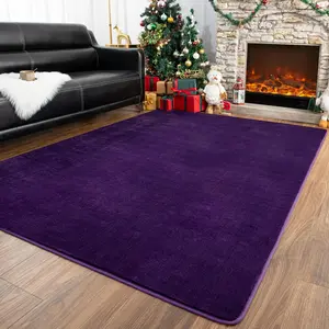 Washable Area Rug for Bedroom Living Room, 4x6  Dark Purple Memory  Rug, Super Soft Modern Indoor Carpet for Bedside  Room Girls Boys Dorm  Decor Mat