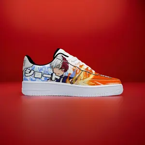 RARE Custom Japanese Anime Shoes Shoto Red Blue Ice Fire Basketball casual sneakers Hero Academy AF1