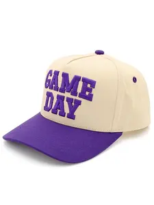C.C GAME DAY Lettering Embroidered Two Tone Cotton Baseball Cap Snapback Trucker Hat