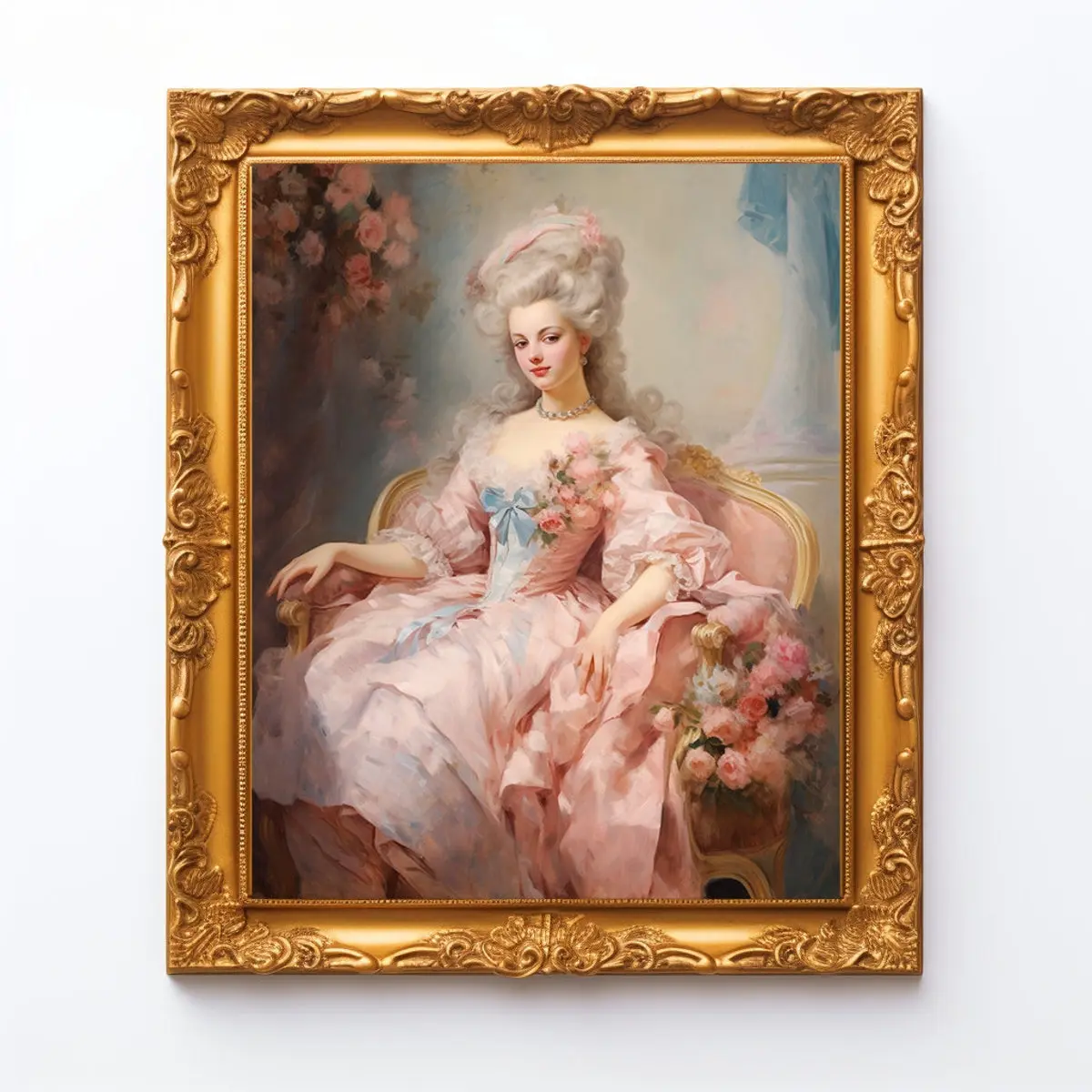 Marie Antoinette in Pink Wall Art, Renaissance & Rococo Portrait Print, Vintage Victorian Artwork, 5 Size, 8x12 to 27x40 inch, Room Decor, Unframed
