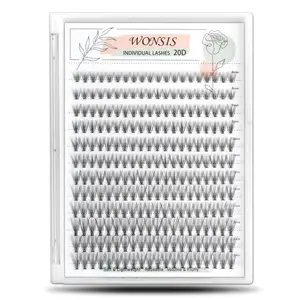 Clusters, Individual Lashes, 240 Pcs 20D Individual Lash Extensions, Volume Soft Lightweight Reusable DIY Eyelash Extensions, Thickness 0.07mm C Curl False Eyelashes 8/9/10/11/12mm