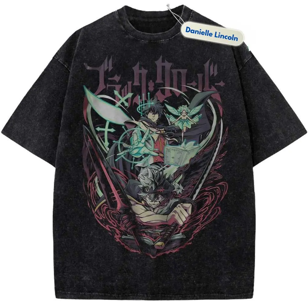 Black Clover Anime Shirt, Asta Yuno Dark Fantasy Shirt Gift For Fan Manga, Gift For Men, Gift For Women, Crew Neck T-shirt, Trending T-shirt