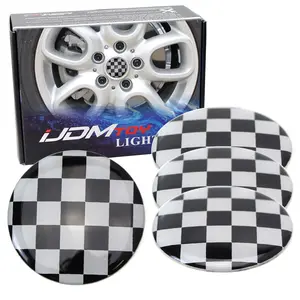 iJDMTOY Black/White Checker Pattern Style Wheel Center Cap Covers For Mini Coopers R50 R51 R52 R53 R55 R56 R57 R58 R59 R60 R61 F55 F56, etc