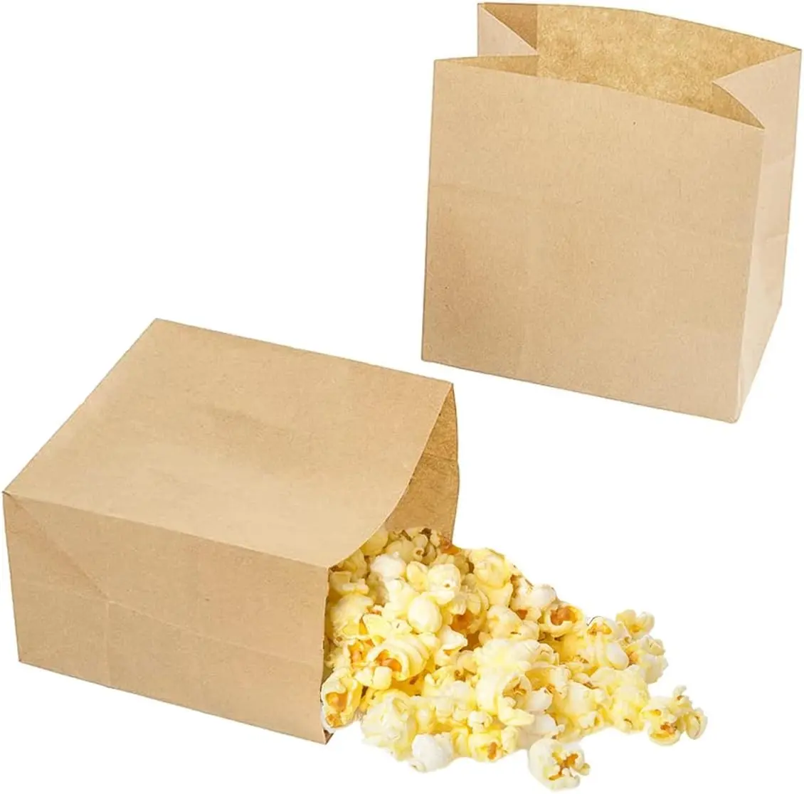 50-Pack Small Brown Paper Bags for Snacks, Disposable Paper Food Bags for Popcorn, Cookies, Fries, Candy & Crafts