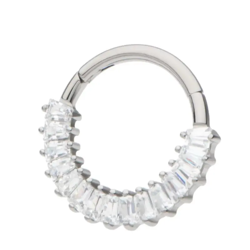 Invictus 16G Baguette CZ Titanium Hinged Hoop
