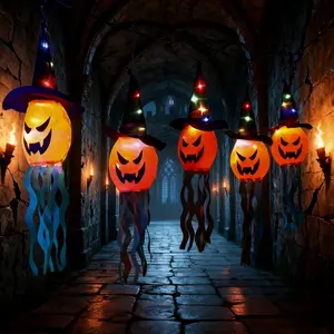 Halloween Decorations Outdoor, 5 Pcs Light Up Hanging ,Halloween Ornaments Outdoor Indoor Decor for Party Home Tree Garden Yard