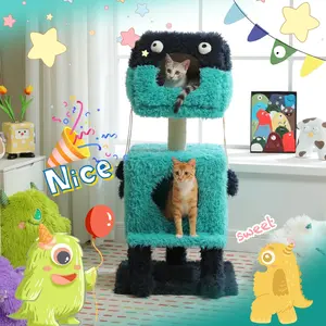 Monster Series Cute Cat Tree Tower Plush Playland with Double Condos, Strange Braids, and Silly Shoes!