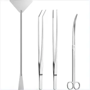 4Pcs Aquascaping Tools, Aquascape Kit, Long and Strong Aquarium Tweezers, Scissors, Algae Scraper, Aquarium Plant Tools, Fish Tank Plant Trimming Kit