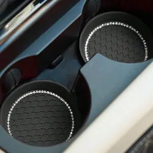 Rhinestone Decor Car Cup Holder Coaster, Car Anti-slip Heat Insulation Cup Mat, Car Non-slip Thermal Insulation Creative Personalized Coaster