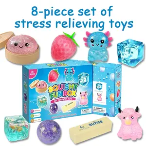 8-Piece Set Squishy Box, Malt Sugar Stress Relief Fidget Toys, Sensory Bundle, Creative Slow-Return Squishy, Party Gift, 8 Different Styles