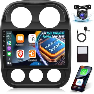 Car Radio for Jeep Compass Patriot 2010 2011 2012 2013 2014 2015 2016, [2G+64G] 10.1 inch Touch Screen Stereo, CarPlay/Android Auto/SWC/Bluetooth/WiFi
