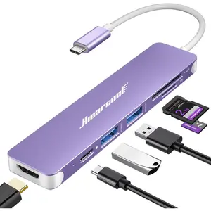 USB C Hub, 7-in-1 Multi-Port Adapter, USB-C to 4K HDMI Splitter Type C Dock Dongle with 100W Power Delivery SD/TF Card Reader Compatible for MacBook Pro/Air and  Type USBC Devices