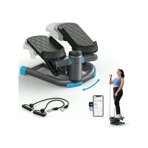 Dual-Action Mini Stepper for ExerciseHydraulic Stepper with Large Range, Up-Down andTwisting Motion for Full-Body Workout,330LBSCapacity Twist Stair Stepper with Resistance Bands forHome