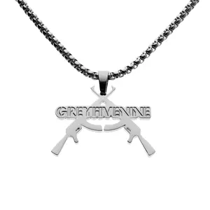 Grey 5 9 Stainless Steel Pendant Necklace – Polished Streetwear Chain