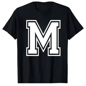Letter M Varsity Initial Monogram Tee Perfect for Gift