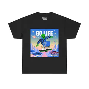 Alien Superstar 'Go Life' Graphic Tee | Hoverboard Galactic City Sunset