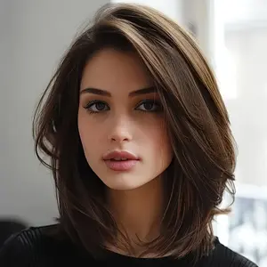 New Fashion Brazilian Human Hair Short Bob Wig for Women - 13x4 Lace Frontal, 150% Density, 4 #   Vacation Style Straight Hair, Shoulder-Length Bob with Natural Look & Breathable Lace, Natural Brown Color, Comfortable Fit for Everyday & Special Occasions