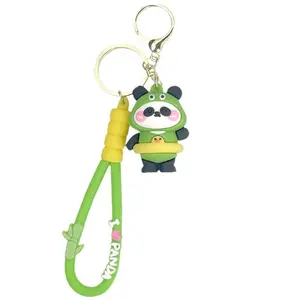 Cute and Creative Kung Fu Panda Travel Keychain 3D Soft Rubber Figurine Car Bag Keychain Pendant Gift