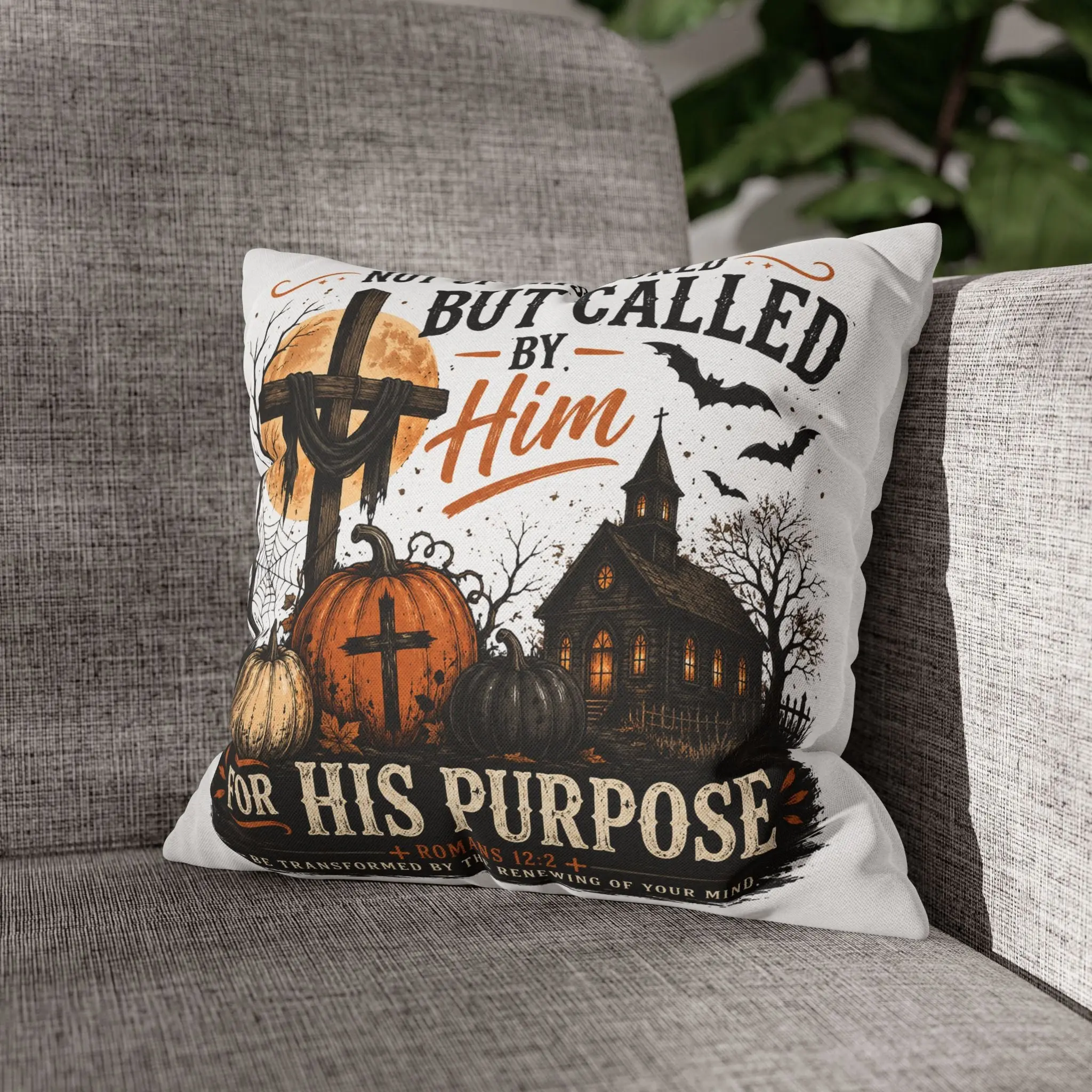 Christian Halloween Pillow – "Not of This World But Called by Him" Decorative Throw Pillow