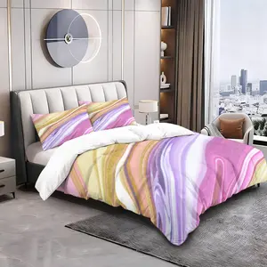 2/3Pcs Marble Duvet Cover Set No Filler, Pink Purple Gold Swirl Marbling Comforter Cover, Modern Abstract Bedding Set, Soft Microfiber, Aesthetic Bedding for Girls Teens Bedroom Decor