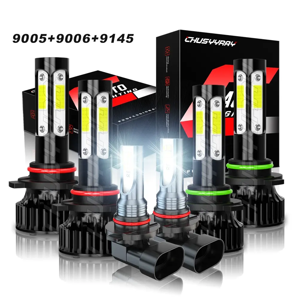 For 2003 2004 2005 2006 Chevy Silverado 1500 2500 3500 HD 6X 6000K LED Headlight+Fog Light Autos Automotive Led Headlamps Bulbs Led Headlamp