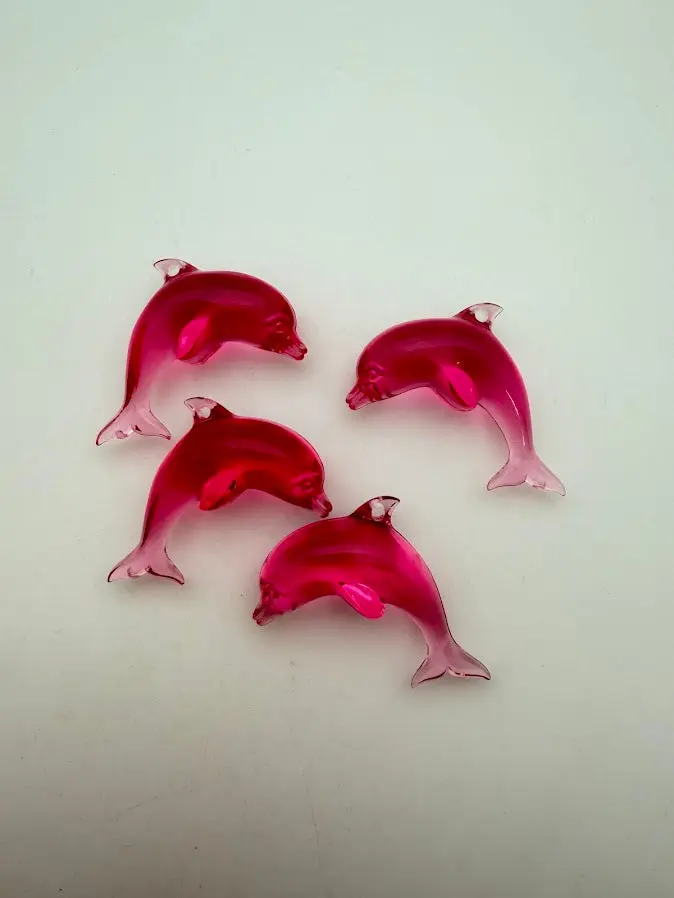 German Resin Dolphin Pendant, 45mm Transparent Pink Charm for DIY Jewelry Making, Crafting Supplies, No Warning Applicable