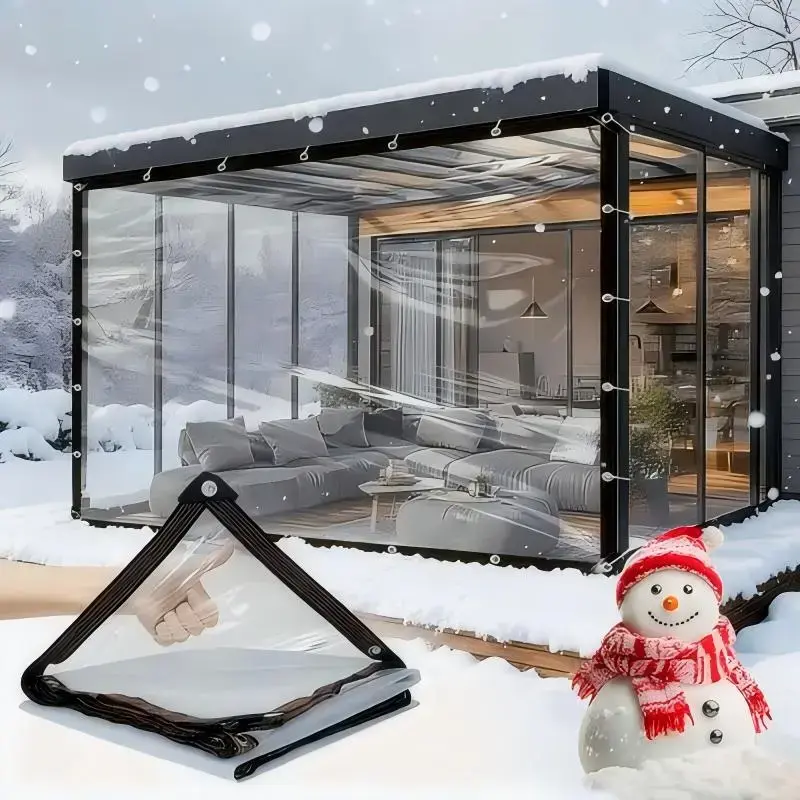 Heavy-Duty Clear Waterproof Tarp with Grommets, Durable Transparent Cover, Rainproof Snowproof Insect-Resistant, for Outdoor Garden Patio Greenhouse Camping Chicken Coop