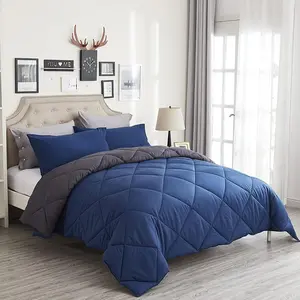 Twin Comforter Set Blue - 3 Pieces Luxury Soft and Lightweight Down Alternative Bedding Set Blanket for All Season 1 Comforter(68"*86") & 1 Pillow Sham(20"*26")