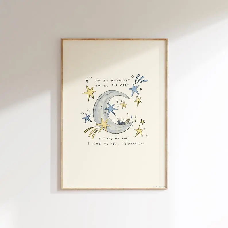 [No Frame ]You're The Moon, I Stare At You Wall Print  Noah Kahan Lyrics The Great Divide Inspired Poster Music Art
