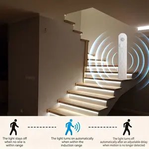 Adjustable Delay Timer Motion Sensor Technology LED Strip Light, Dual Power Options: USB/aaa Batteries, Auto Shut Off, Self-Adhesive Cabinet Light
