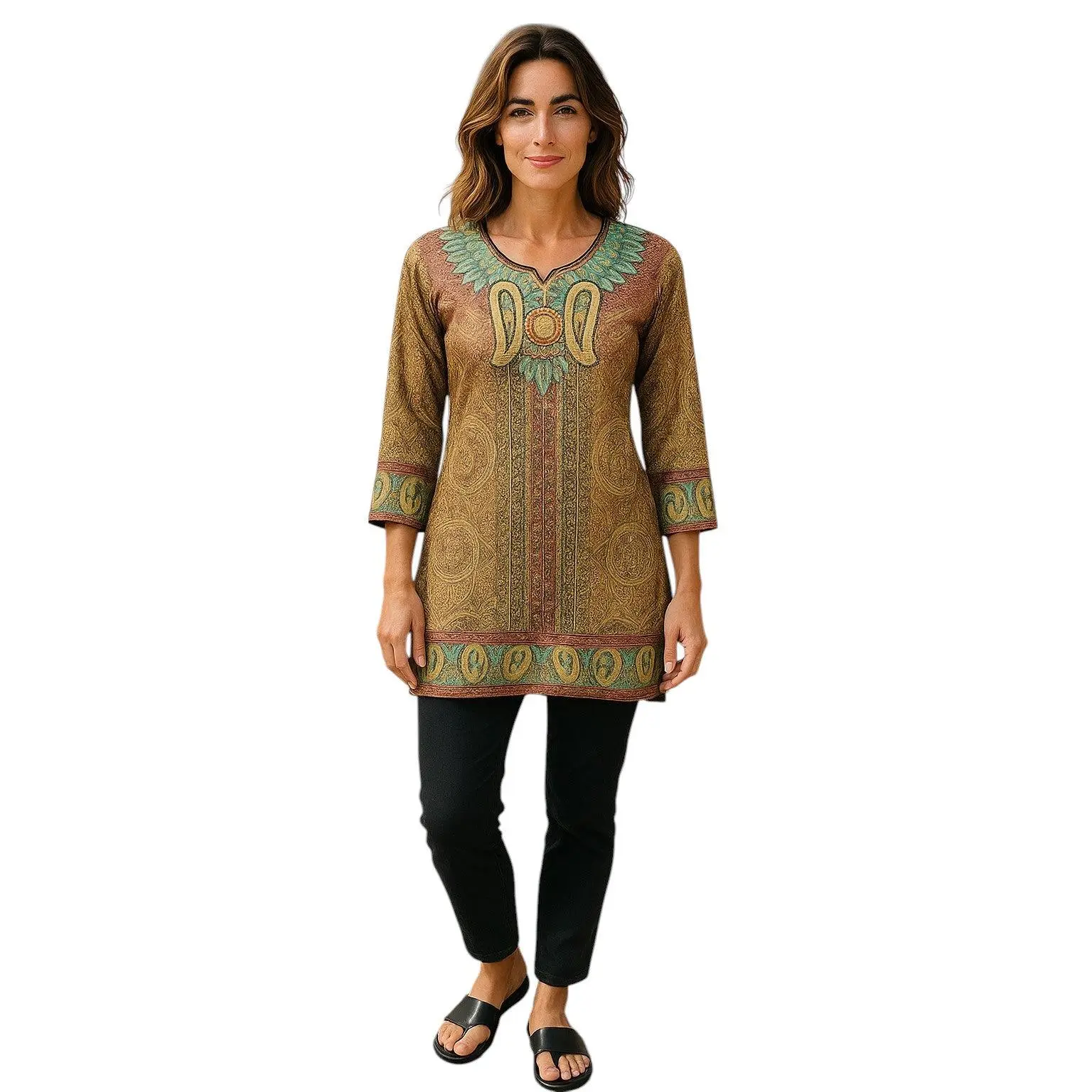 Digital Printed Pure cotton tunic, Multi color, Short Kurti, Soft and Breathable Top. - 1086-L