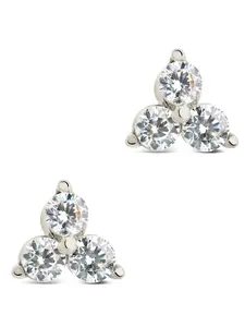 Sterling Silver CZ Pyramid Stud Earrings