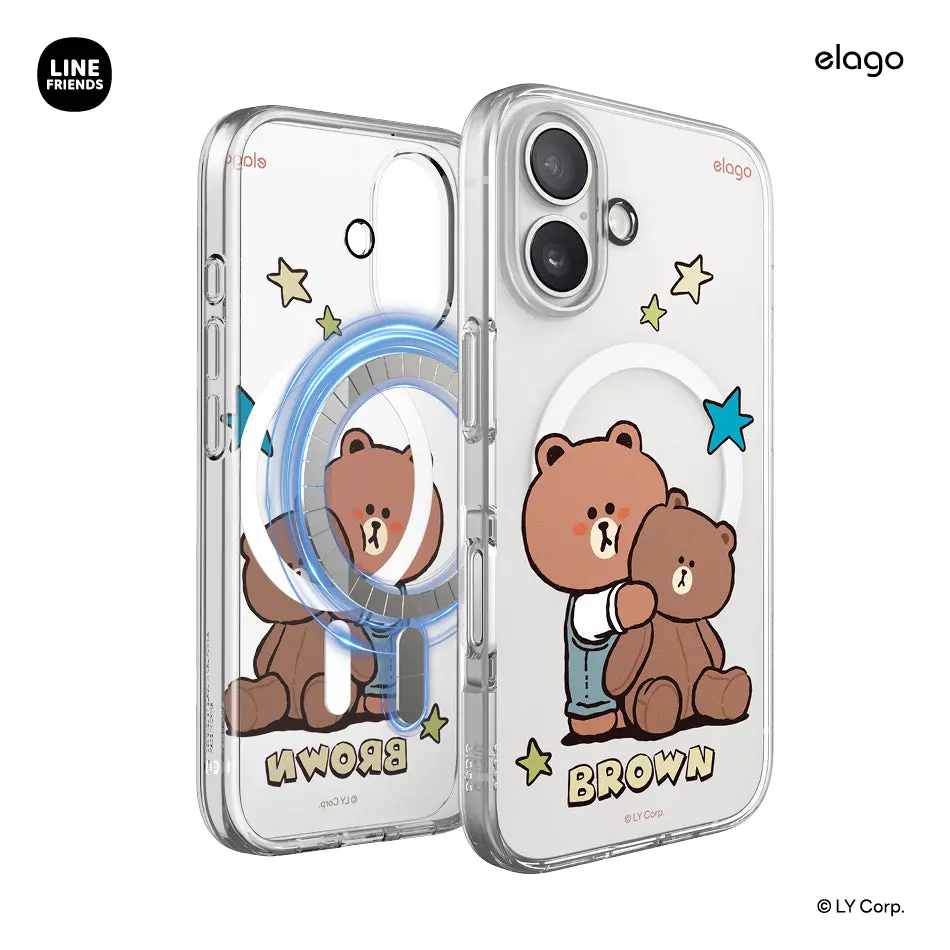 LINE FRIENDS Retro Brown Collection MagSafe Hybrid Phone Case, Magnetic Phone Accessory with Protection for Smartphones, Accessories